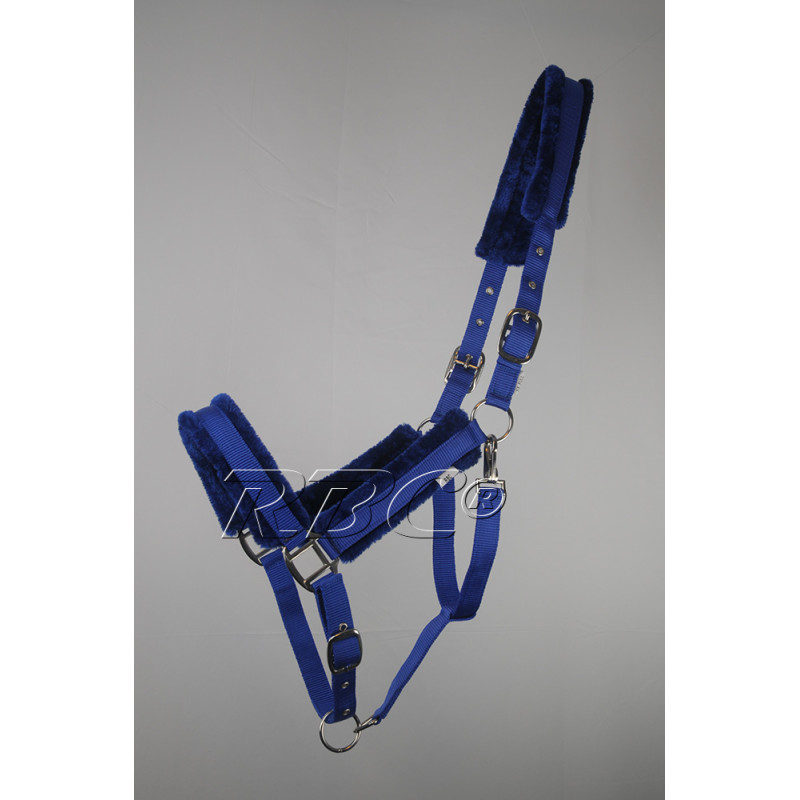 Luxe Trekpaard halster met "bont" voering